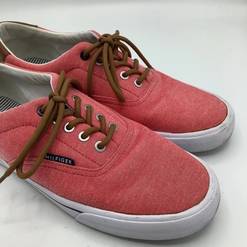 Tommy Hilfiger Phero TMPHERO Mens Pink Canvas Low Top Designer Sneaker Shoes 9.5